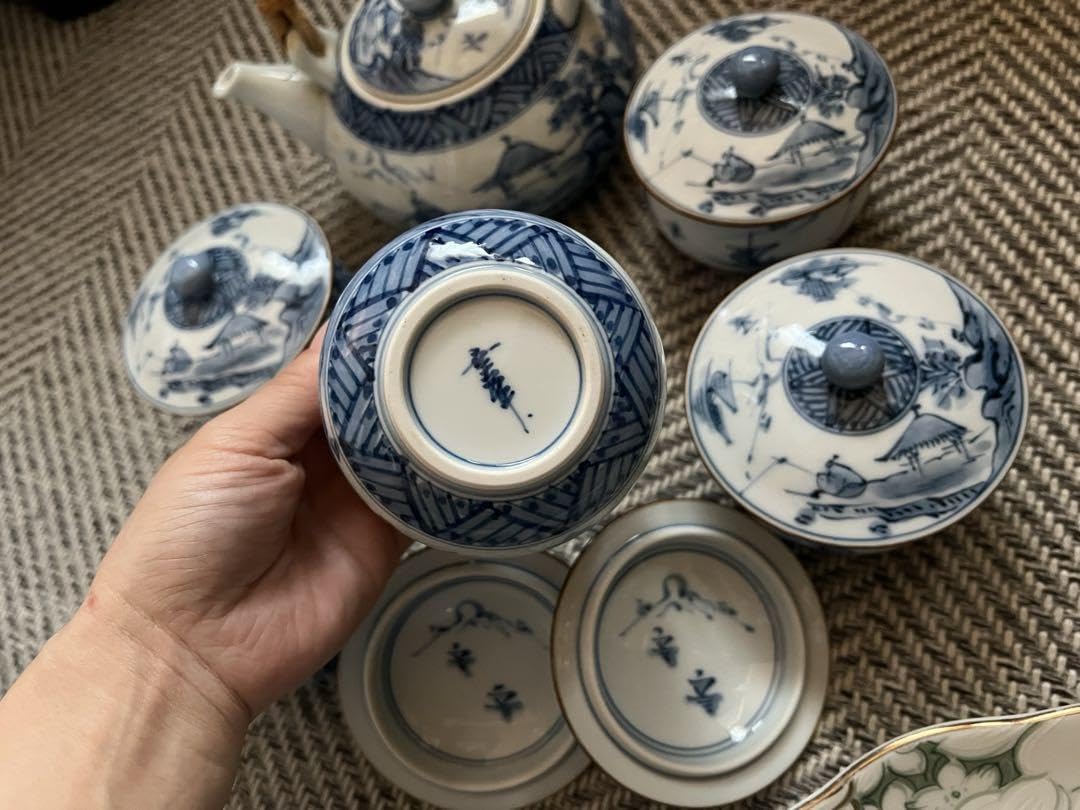 Amazon.co.jp: 田沢幸祥 湯呑 急須セット 蓋付き 5客 古伊万里 幸祥窯